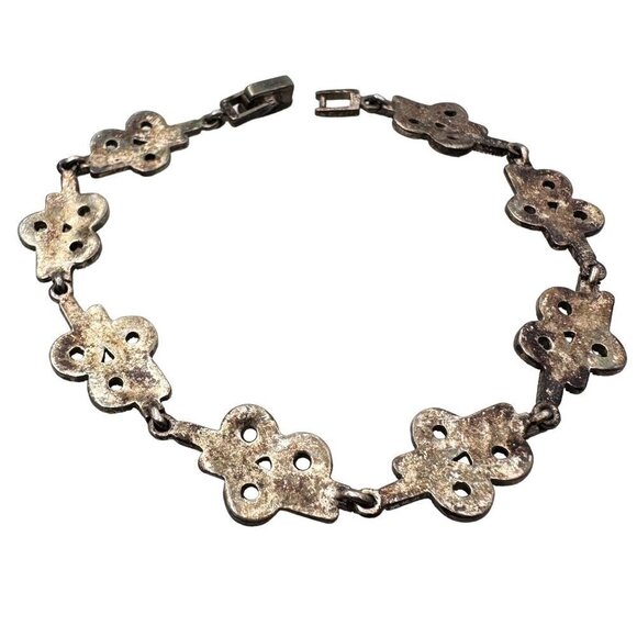 Vintage Womans Bracelet Marcasite 925 Sterling Silver 7 Inch Estate Unique Gift - Picture 3 of 4